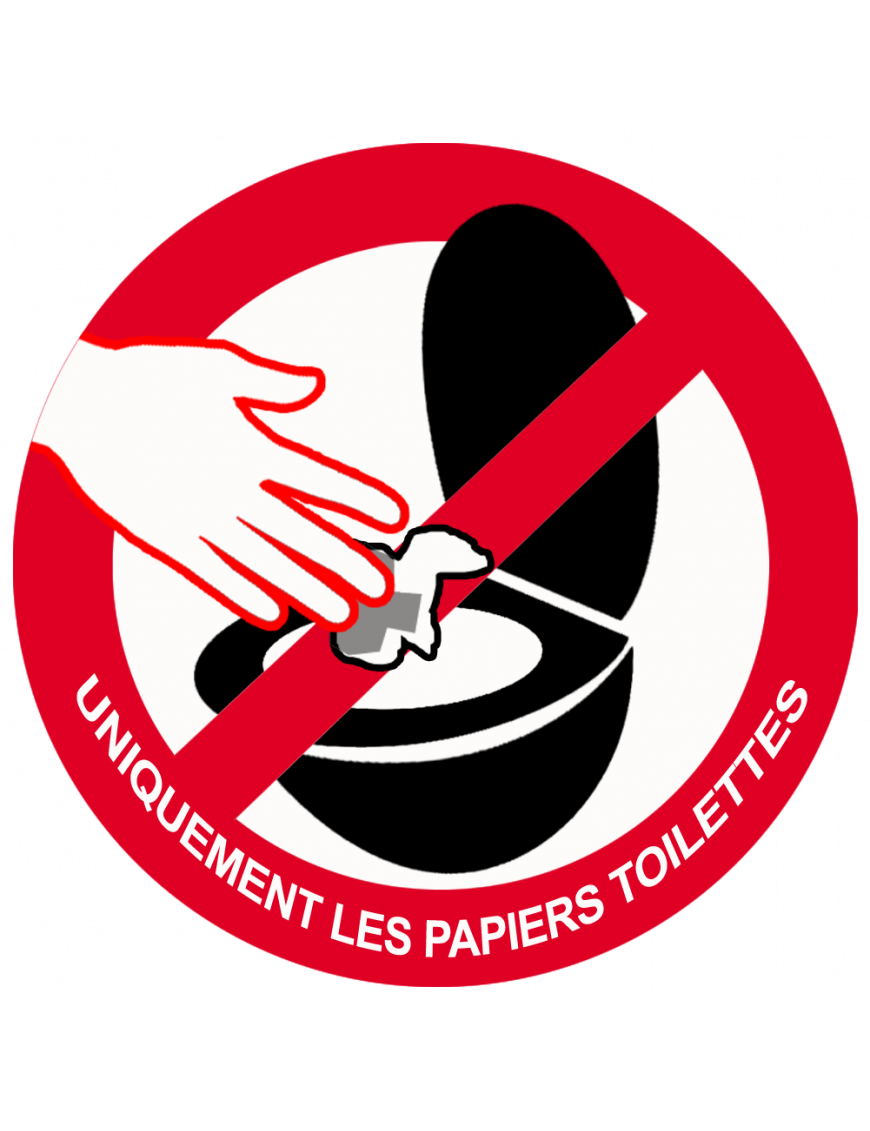 ne rien jeter hors papier toilettes dans les WC - 15cm - Sticker/autocollant