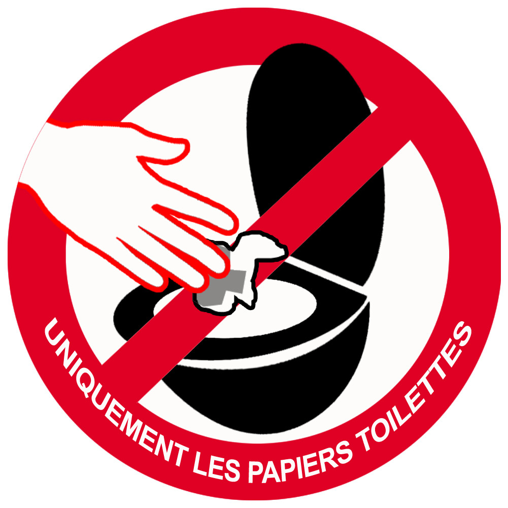 ne rien jeter hors papier toilettes dans les WC - 5cm - Sticker/autocollant