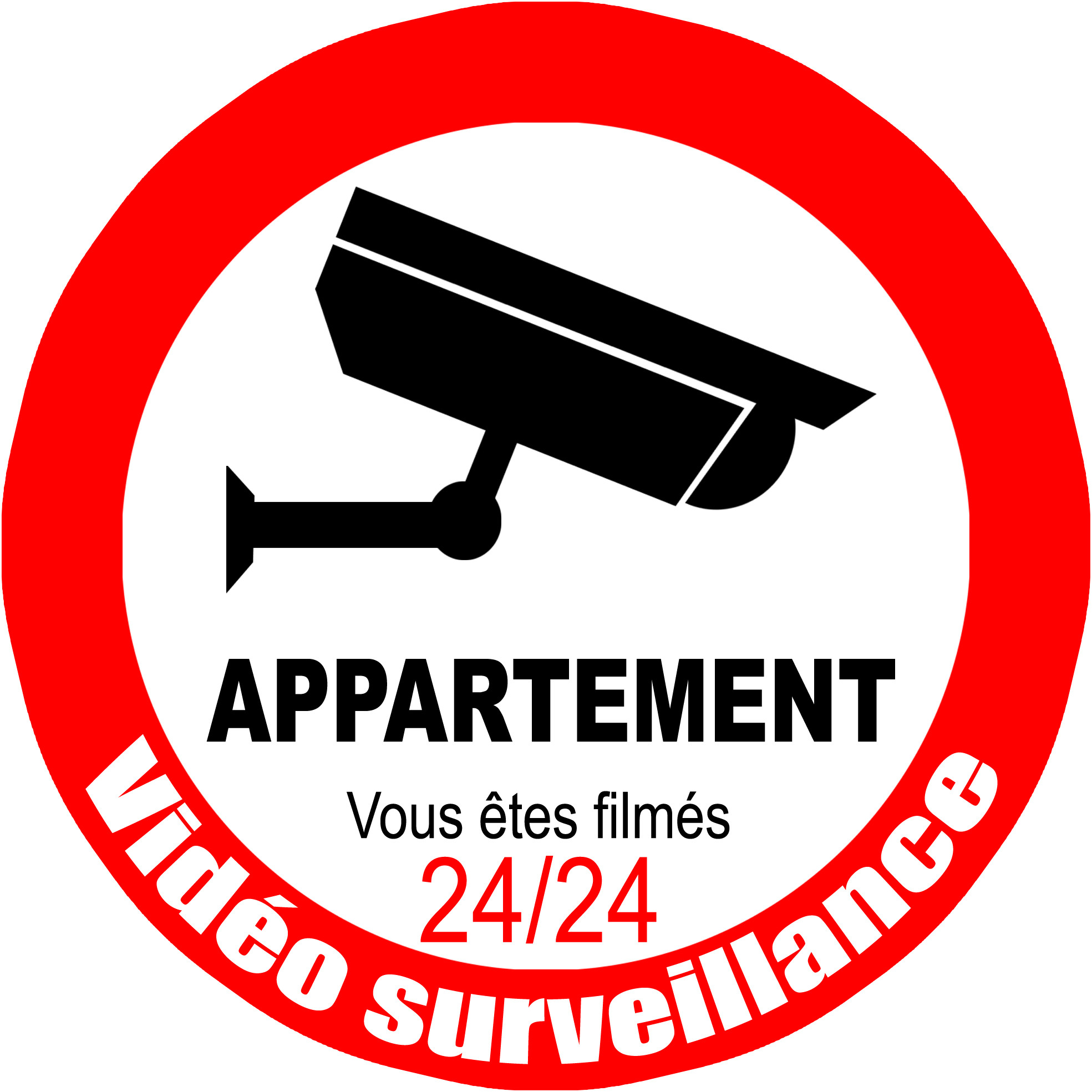 vidéo surveillance appartement - 20cm - Sticker/autocollant