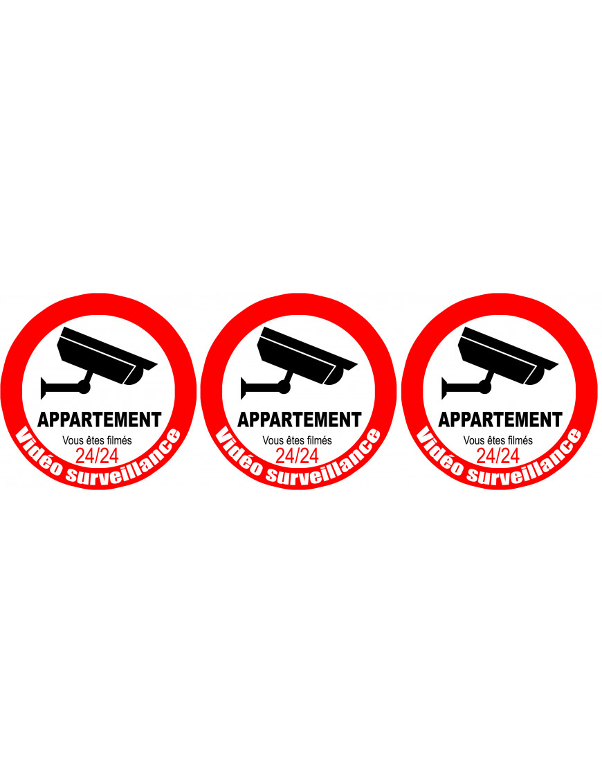 vidéo surveillance appartement - 3fois 5cm - Sticker/autocollant