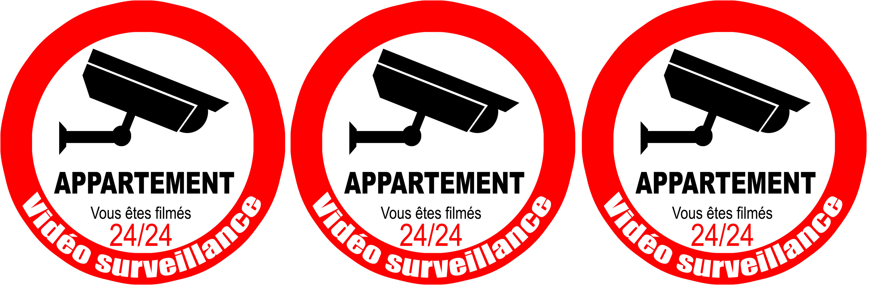 vidéo surveillance appartement - 3fois 5cm - Sticker/autocollant