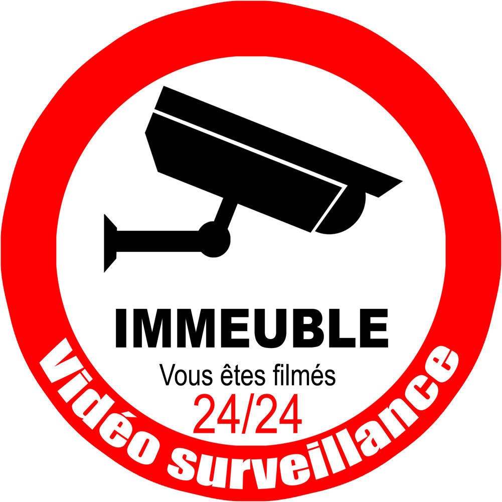 vidéo surveillance Immeuble - 20cm - Sticker/autocollant