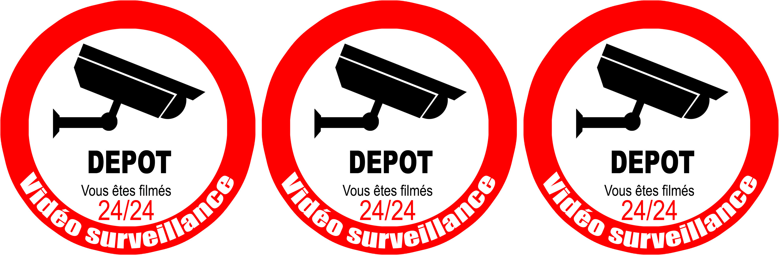 vidéo surveillance DEPOT - 3fois 5cm - Sticker/autocollant