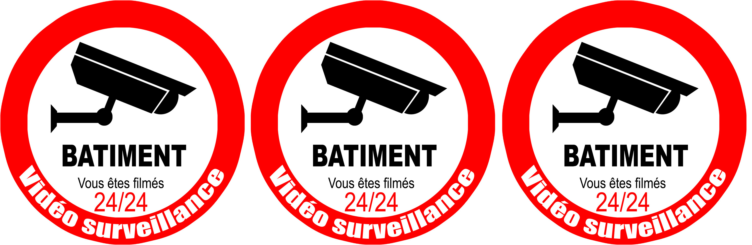 vidéo surveillance BATIMENT - 3fois 5cm - Sticker/autocollant