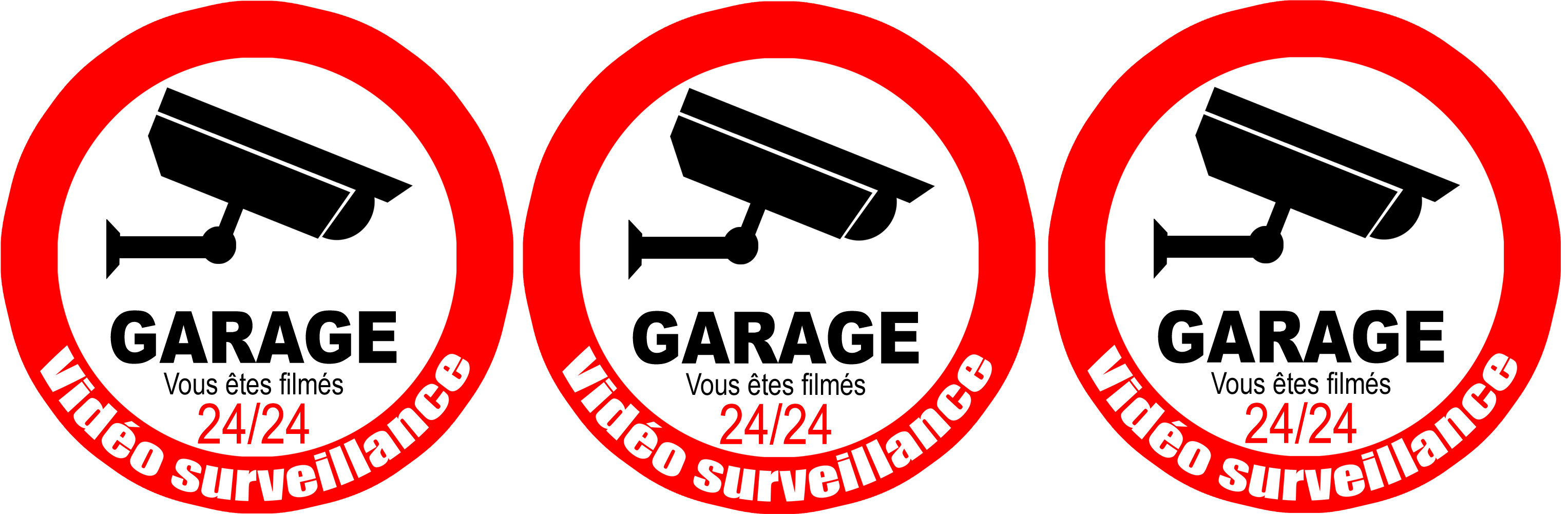 vidéo surveillance Garage - 3fois 5cm - Sticker/autocollant