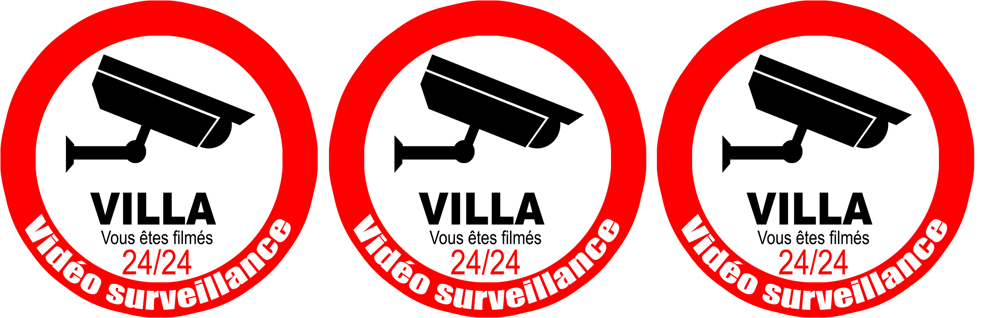 vidéo sécurité Villa - 3fois 5cm - Sticker/autocollant