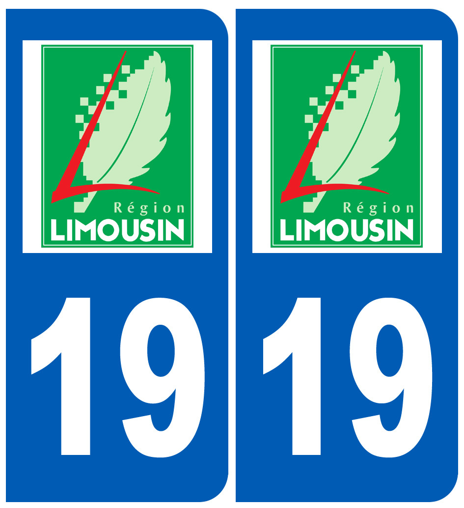 immatriculation 19 Région Limousin - Sticker/autocollant