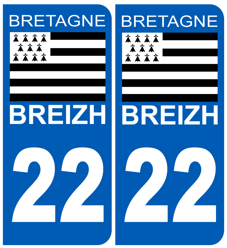 immatriculation 22 Breizh - Sticker/autocollant