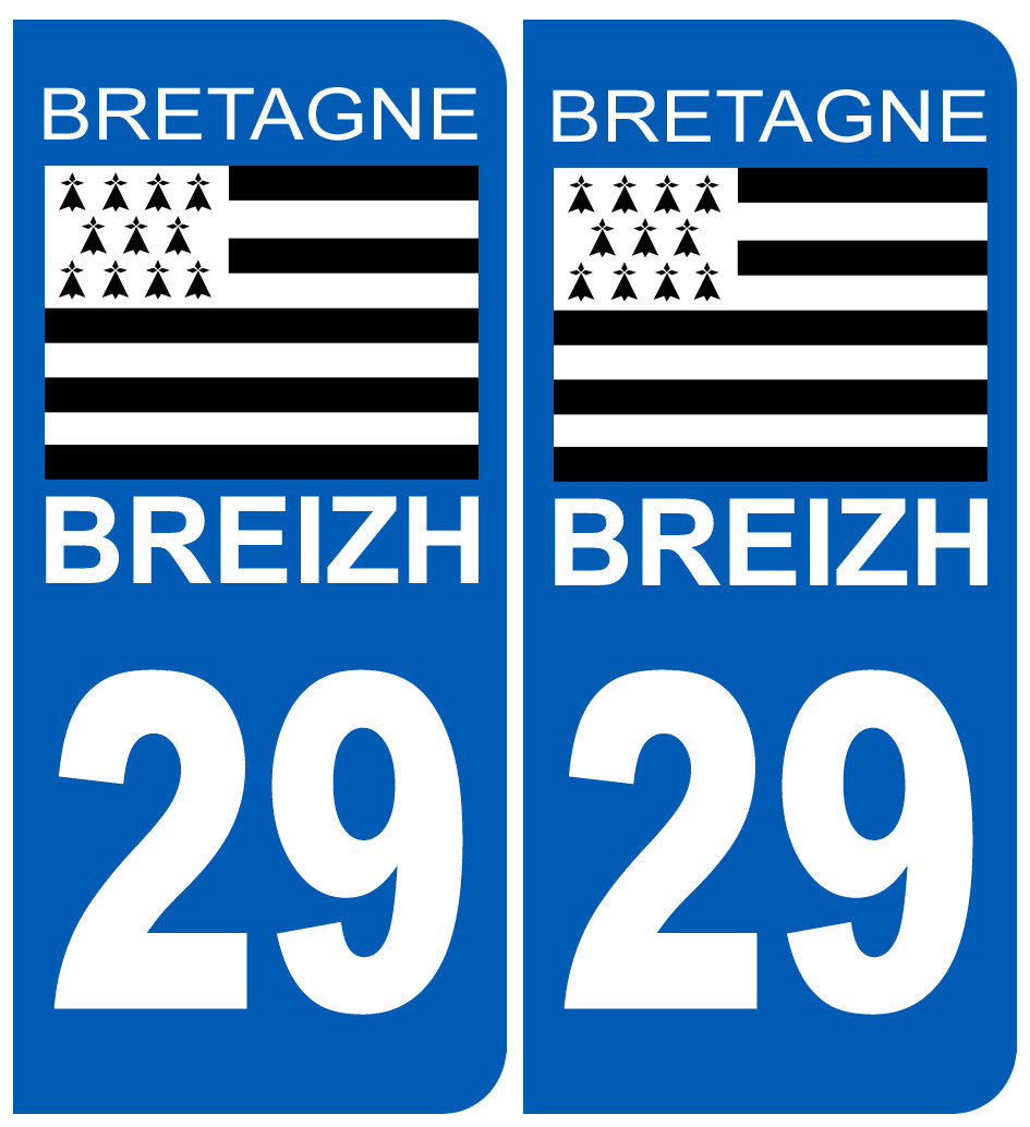 immatriculation 29 drapeau Breton - Sticker/autocollant