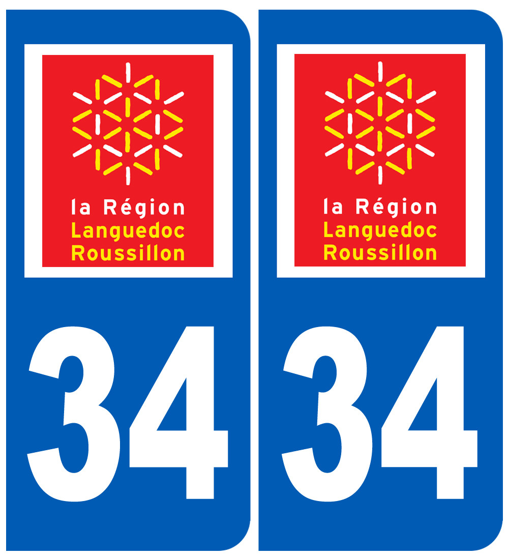 immatriculation 34 Languedoc-Roussillon - Sticker/autocollant