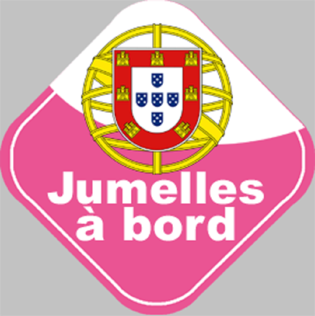 bébé à bord jumelles Portugaise - 10x10cm - Sticker/autocollant