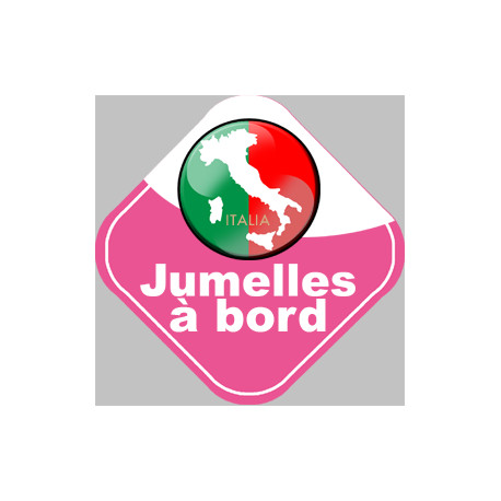 bébé à bord jumelles d'origine Italienne - 10x10cm - Sticker/autocollant