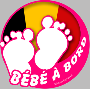 bébé à bord belge fille  - 10cm - Sticker/autocollant