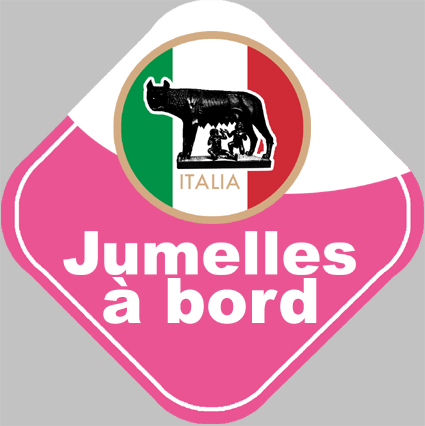 bébé à bord jumelles Italienne - 15cm - Sticker/autocollant