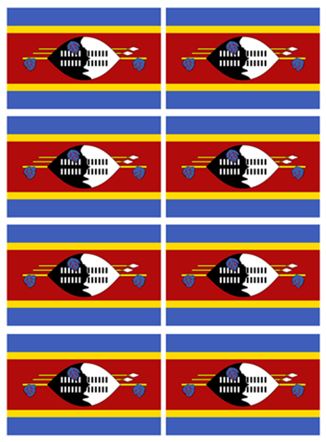 Drapeau Swaziland (8 fois 9.5 x 6.3 cm) - Sticker/autocollant