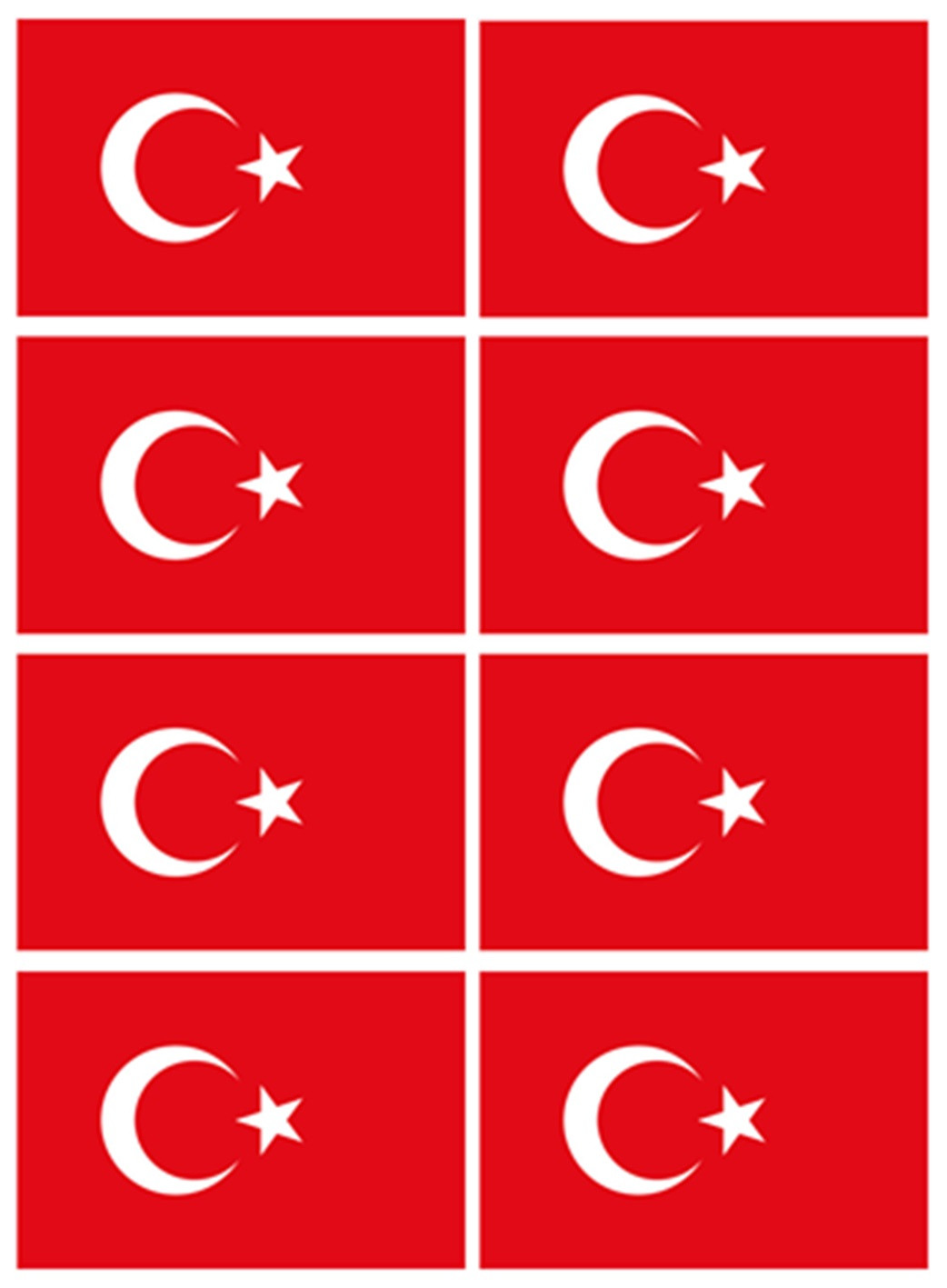 Drapeau Turquie (8 fois 9.5x6.3cm) - Sticker/autocollant