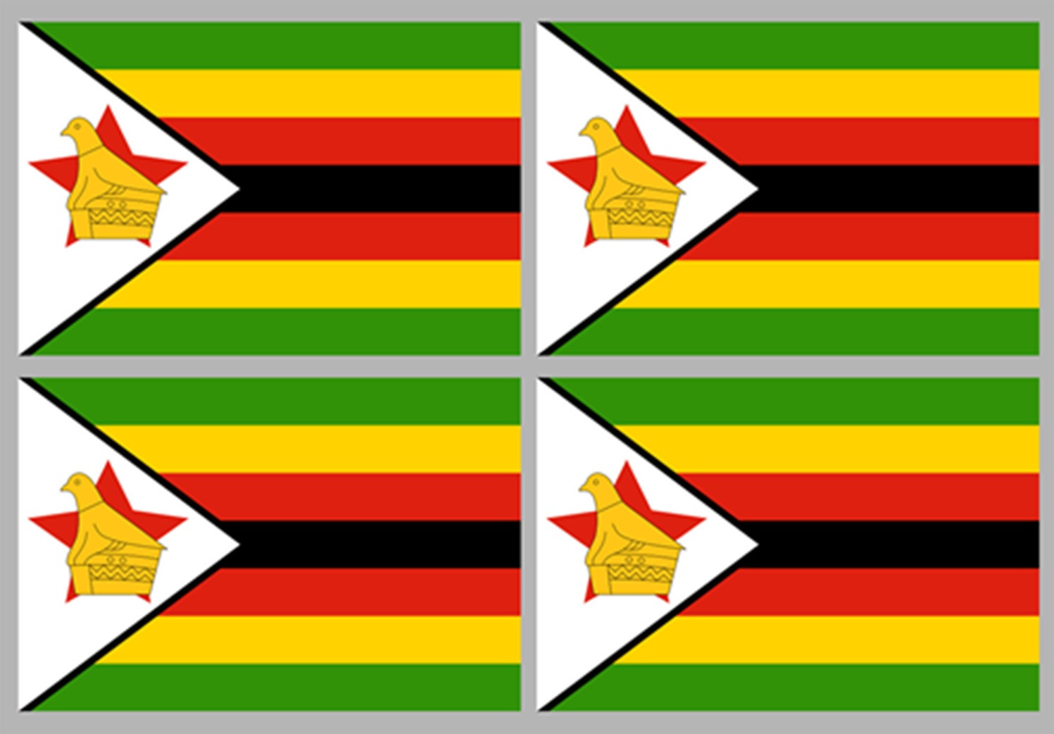 Drapeau Zimbabwe (4 fois9.5x6.3 cm) - Sticker/autocollant