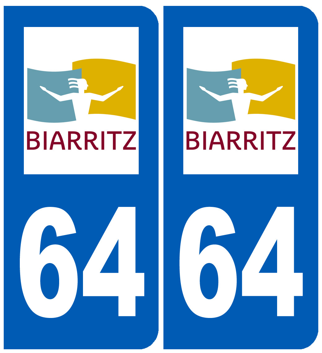 immatriculation 64 Biarritz - Sticker/autocollant