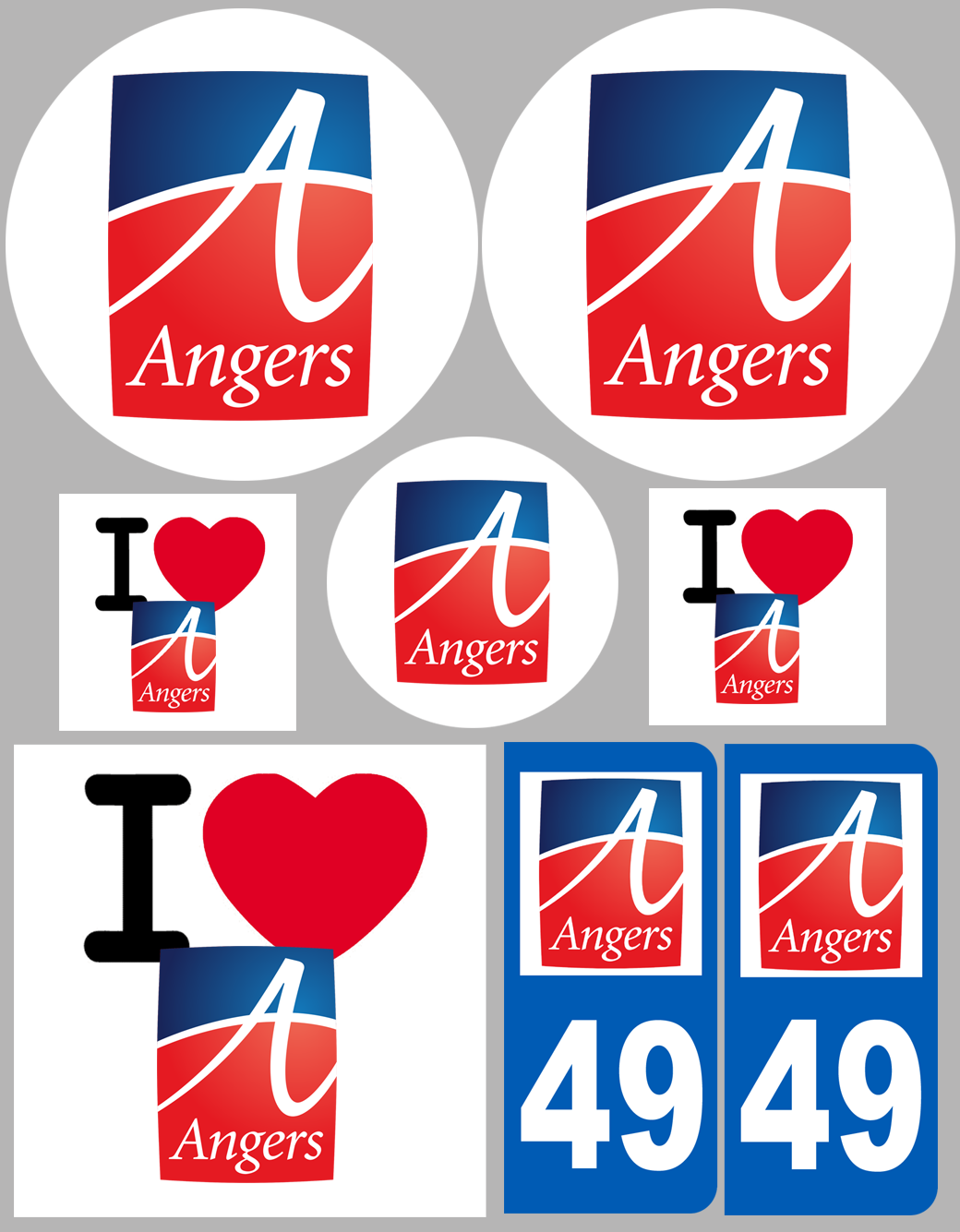 Angers 49 (8 autocollants variés) - Sticker/autocollant