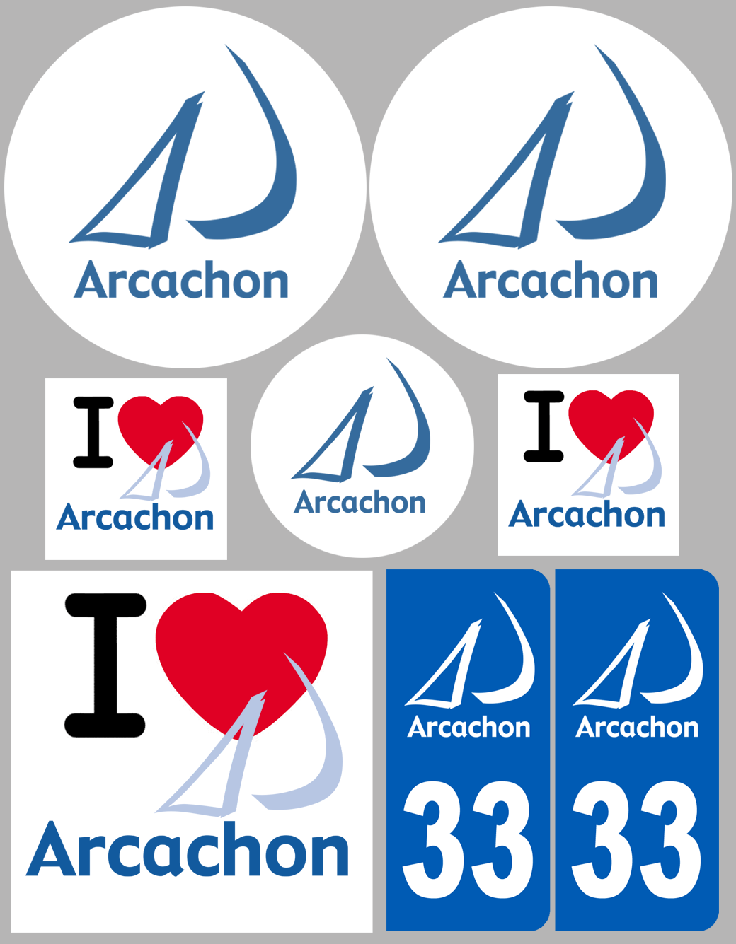 Arcachon 33 (8 autocollants variés) - Sticker/autocollant