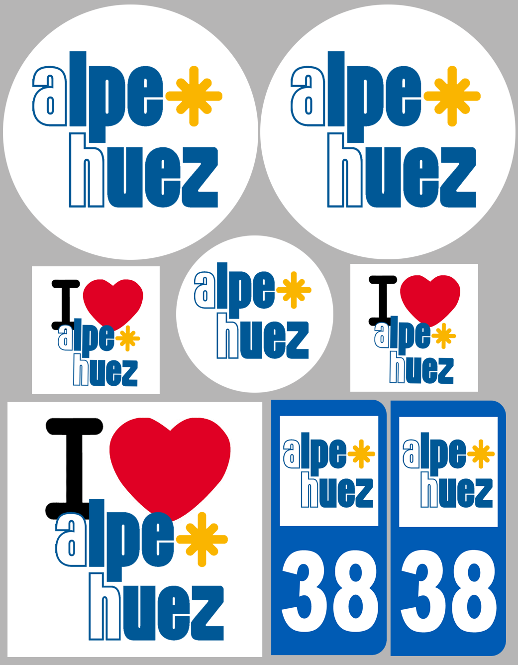 L'Alpe d'Huez 38 (8 autocollants variés) - Sticker/autocollant