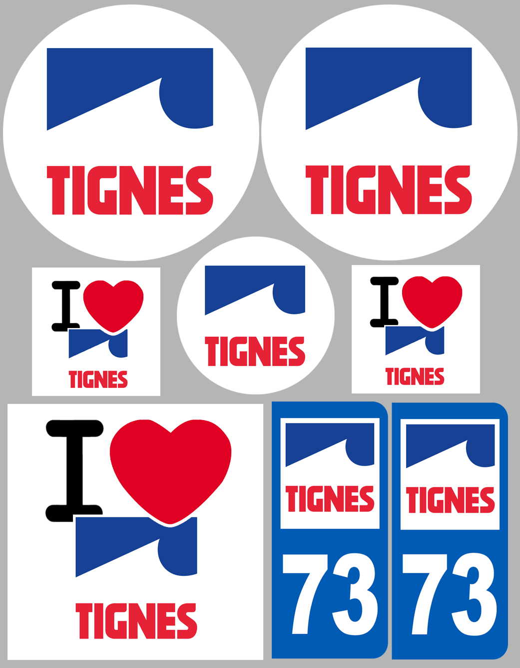 Tignes 73 (8 autocollants variés) - Sticker/autocollant