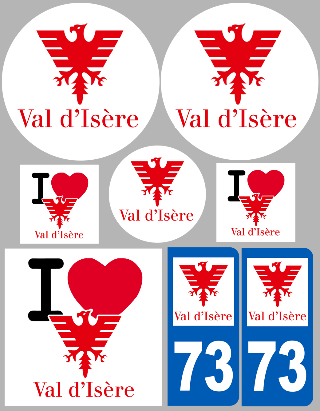 Val d’Isère 73 (8 autocollants variés) - Sticker/autocollant