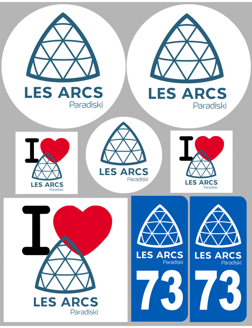 Les Arcs 73 (8 autocollants variés) - Sticker/autocollant