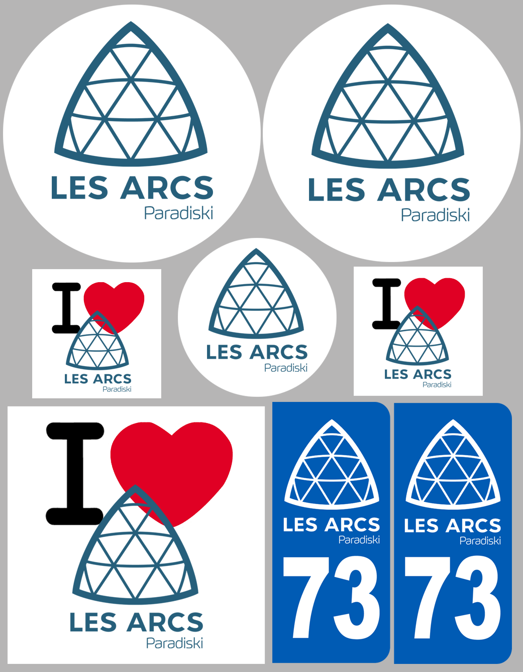 Les Arcs 73 (8 autocollants variés) - Sticker/autocollant