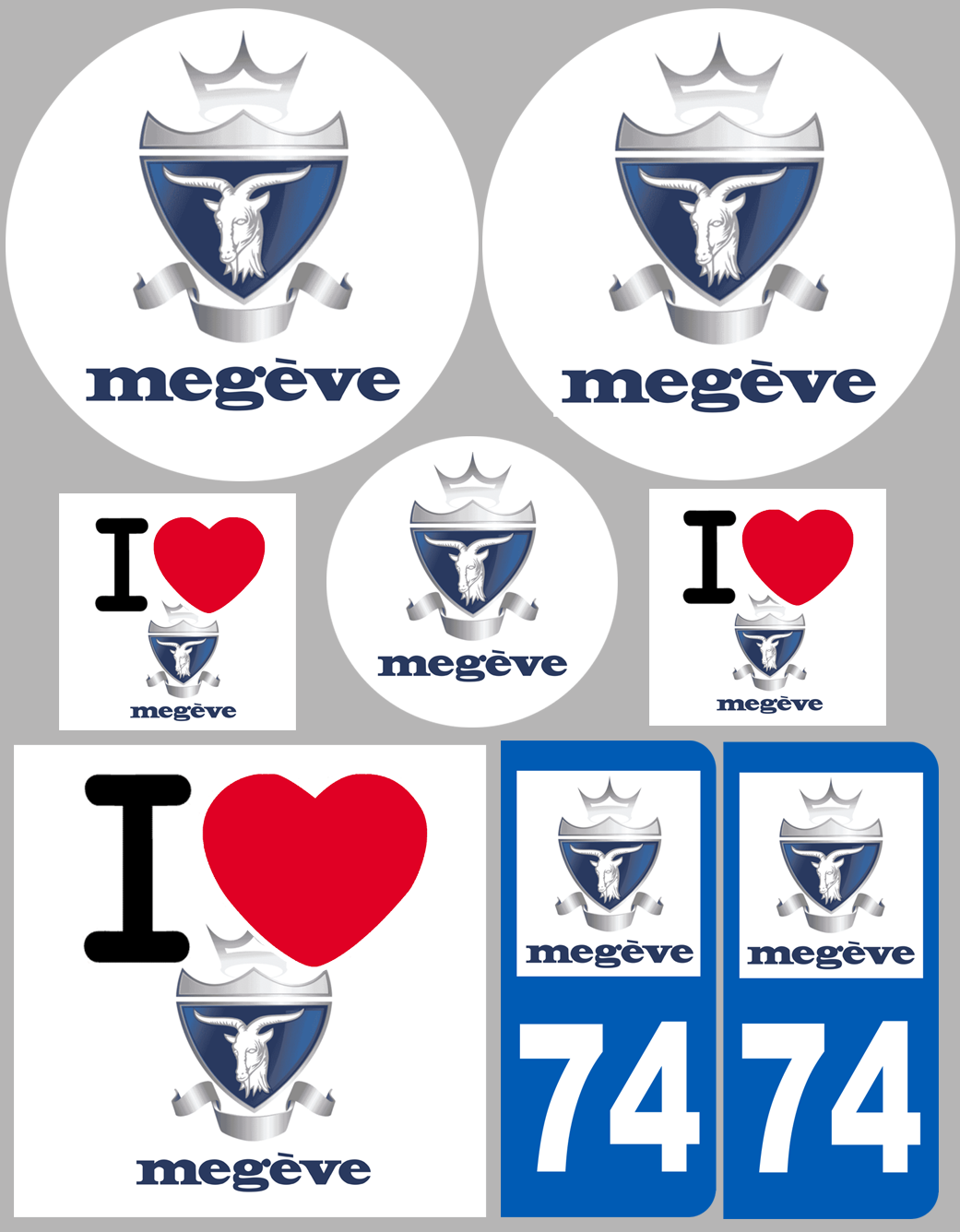 Megève 74 (8 autocollants variés) - Sticker/autocollant