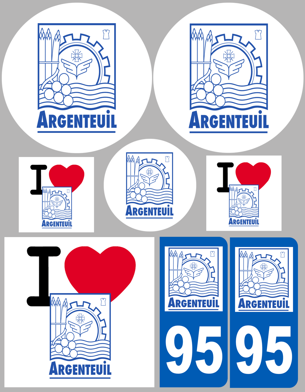 Argenteuil - 8 autocollants variés - Sticker/autocollant