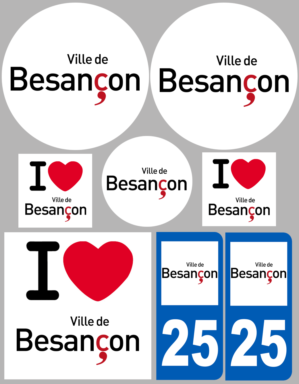 Besançon - 8 autocollants variés - Sticker/autocollant