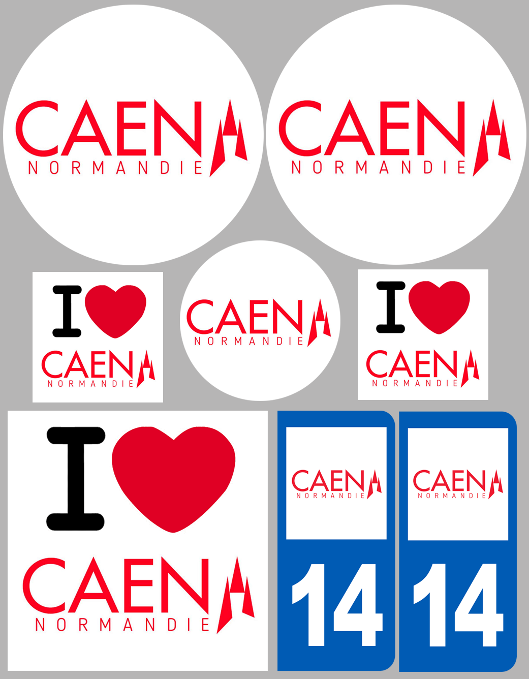 Caen - 8 autocollants variés - Sticker/autocollant