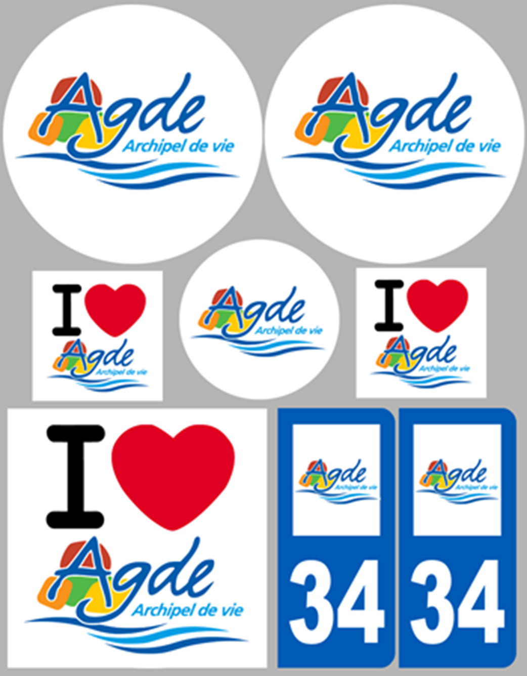 Agde (8 autocollants variés) - Sticker/autocollant