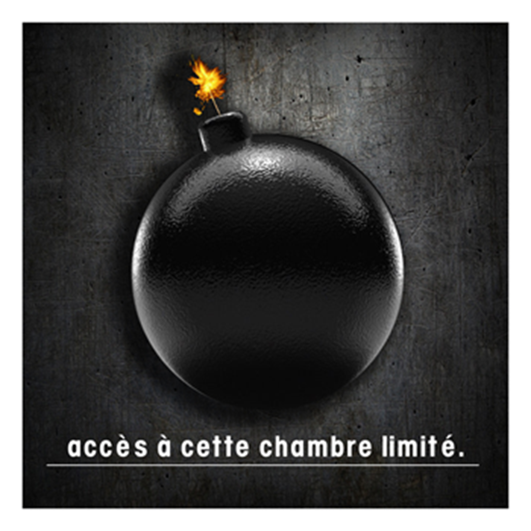 Accès chambre limité - BOMBE (20x20cm) - Sticker/autocollant