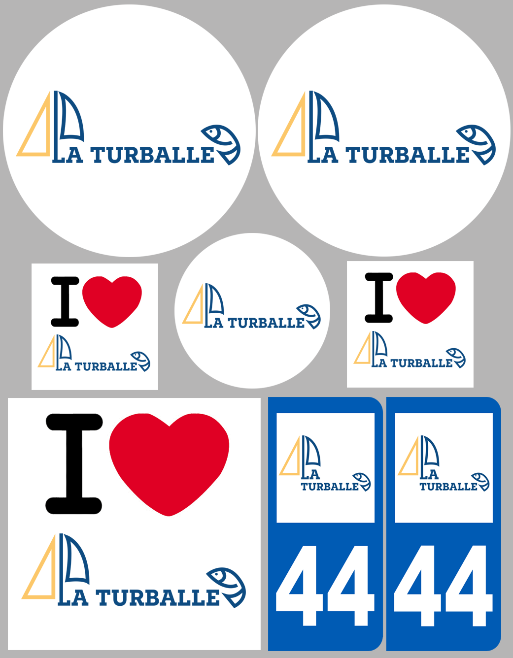 La Turballe - 8 autocollants variés - Sticker/autocollant