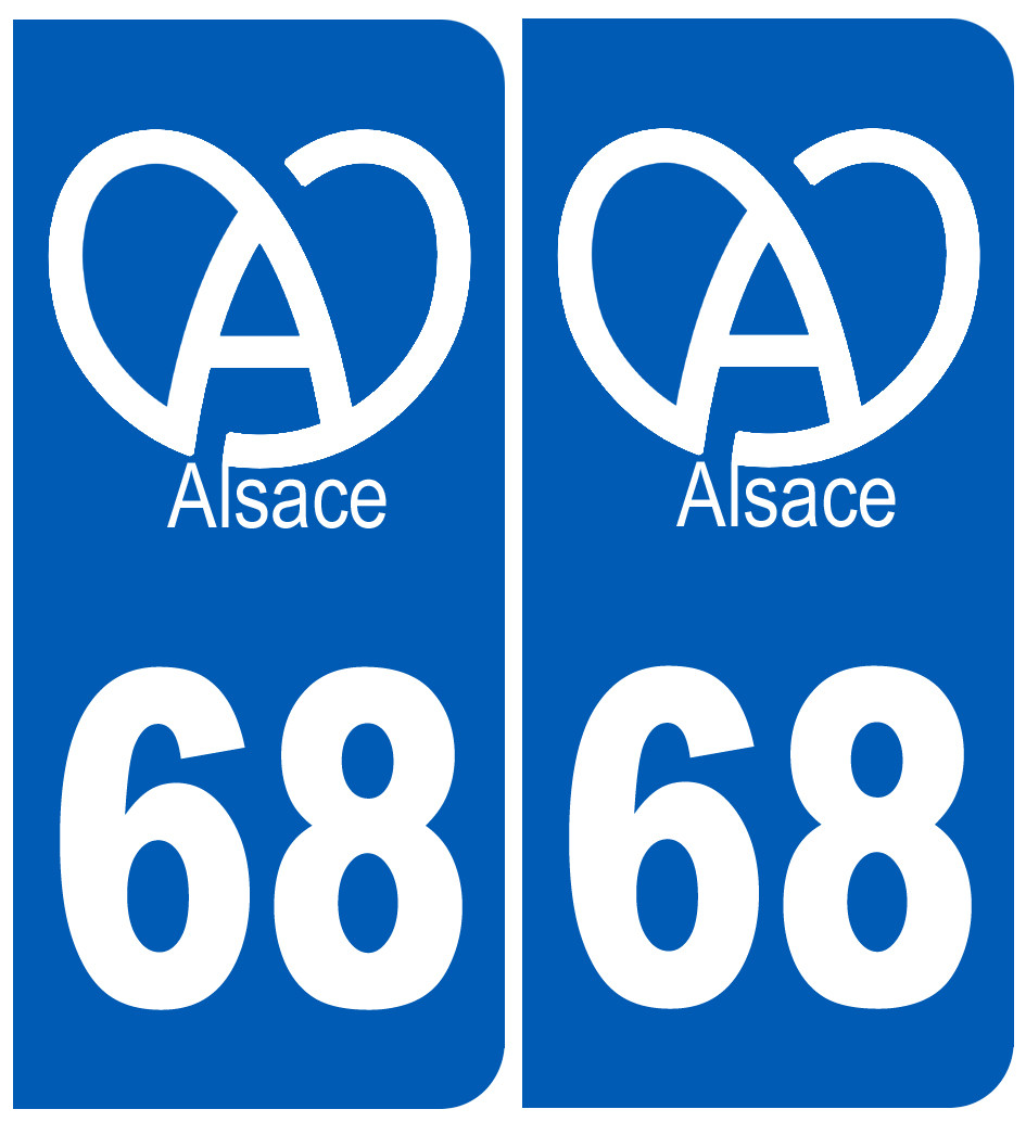 immatriculation 68 (Haut-Rhin) Alsace - Sticker/autocollant