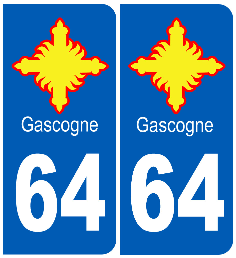 immatriculation Gascogne 64 Pyrénées-Atlantiques - Sticker/autocollant