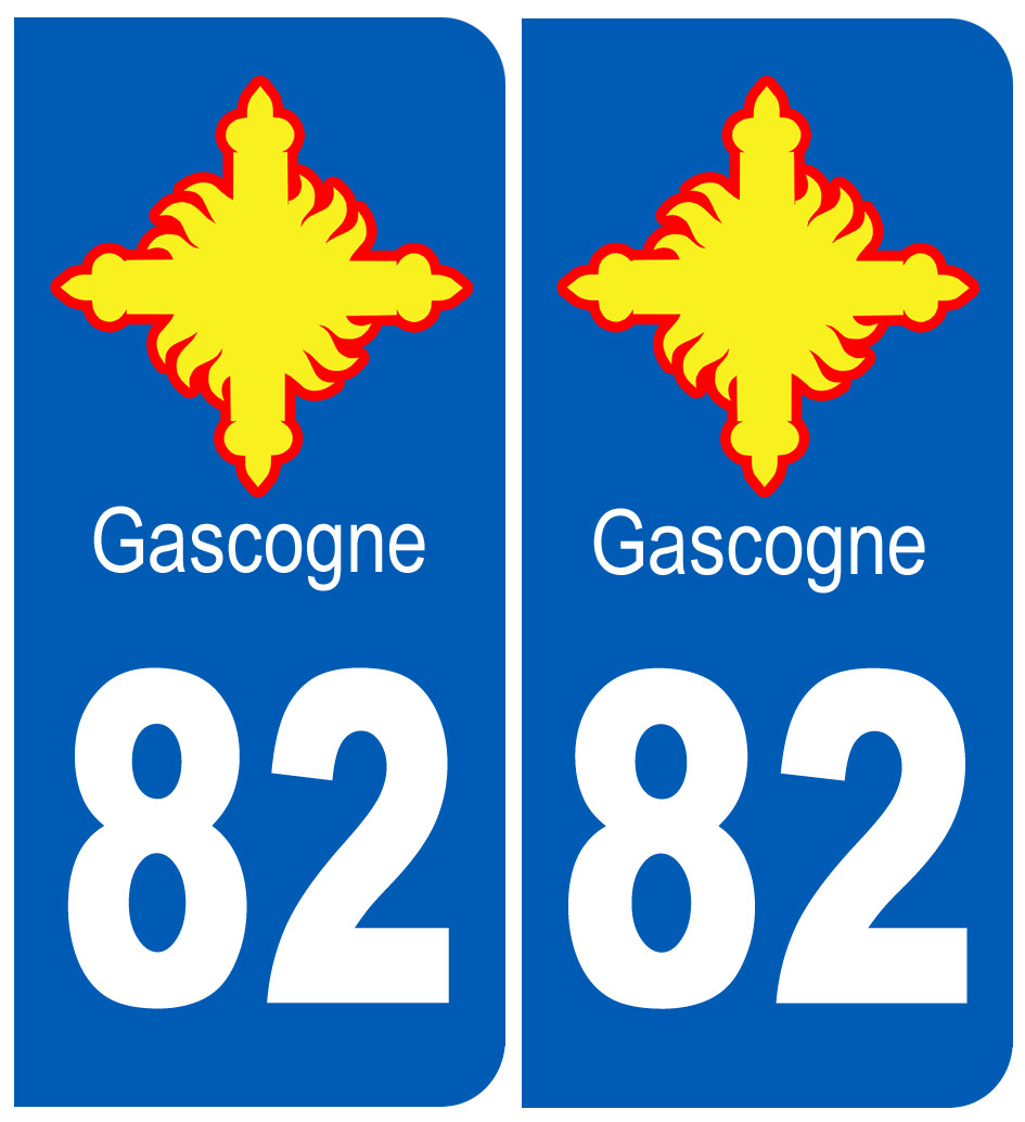 immatriculation Gascogne 82 Tarn-et-Garonne - Sticker/autocollant