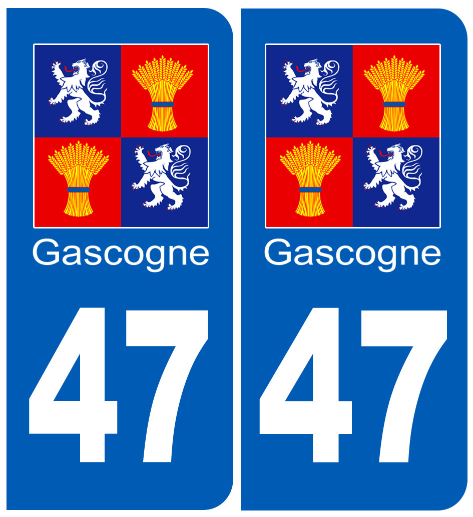 immatriculation Gascogne47 Lot-et-Garonne - Sticker/autocollant