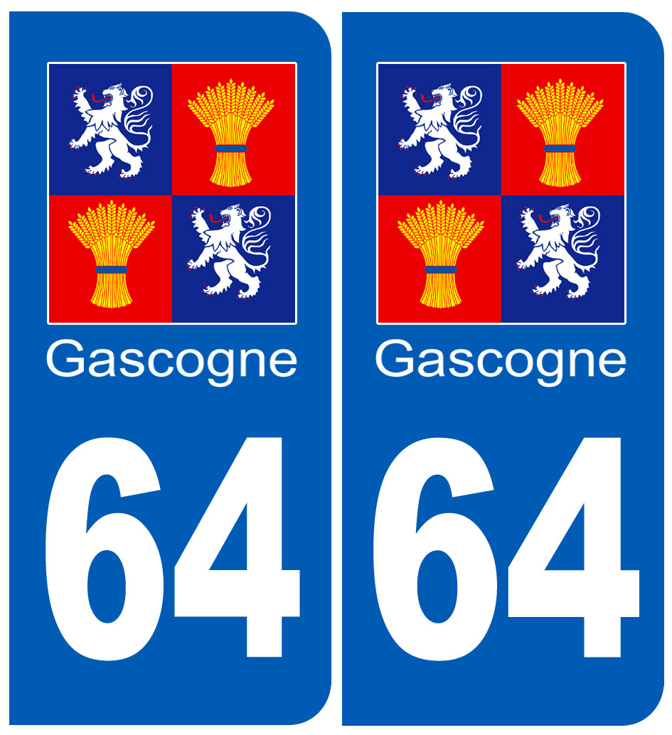 immatriculation Gascogne64 Pyrénées-Atlantiques - Sticker/autocollant