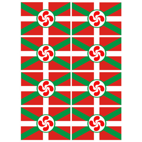 Drapeau Basque Lauburu - 8fois 9.5x6.3cm - Sticker/autocollant