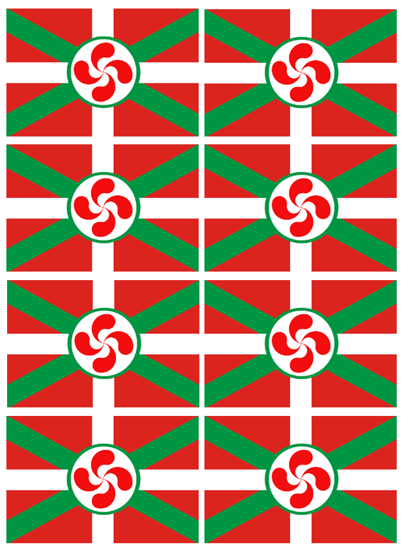 Drapeau Basque Lauburu - 8fois 9.5x6.3cm - Sticker/autocollant