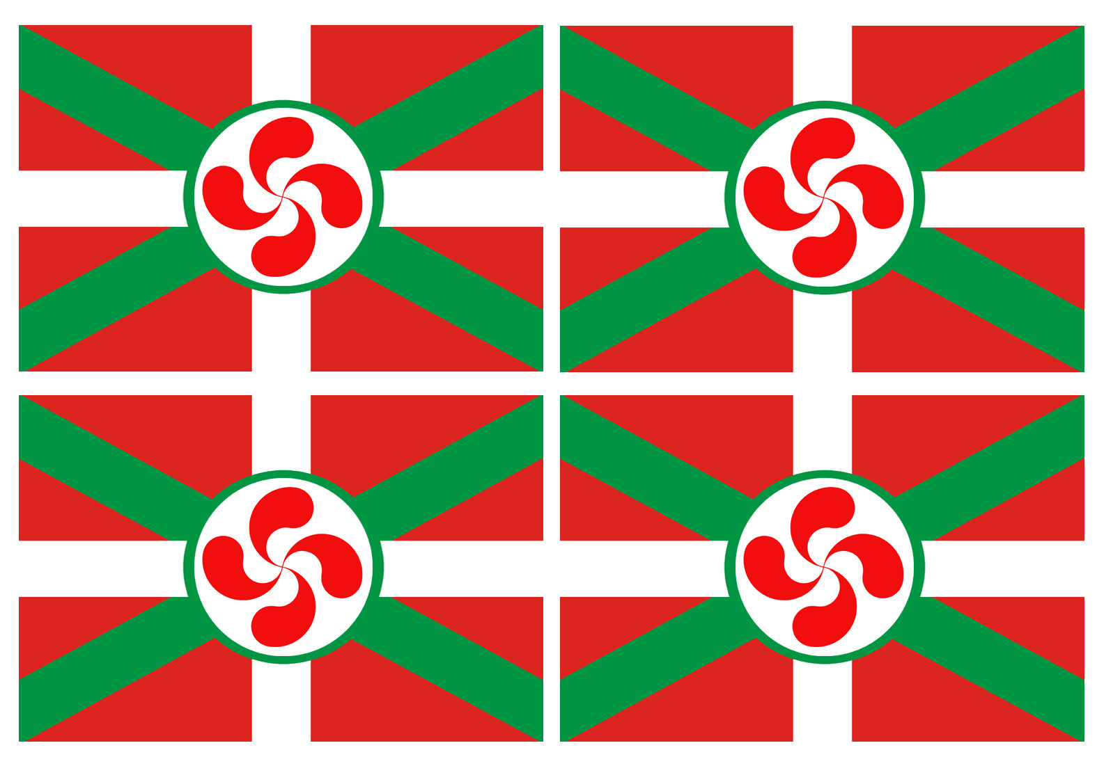 Drapeau Basque Lauburu - 4fois 9.5x6.3cm - Sticker/autocollant