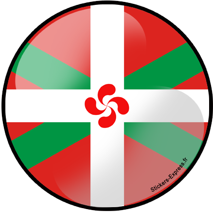 Drapeau croix basque rond - 10cm - Sticker/autocollant