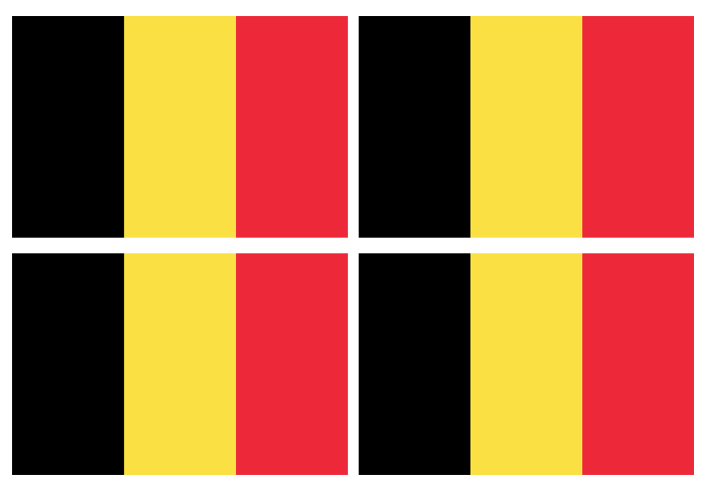 Drapeau Belgique - 4 stickers - 9.5 x 6.3 cm - Sticker/autocollant