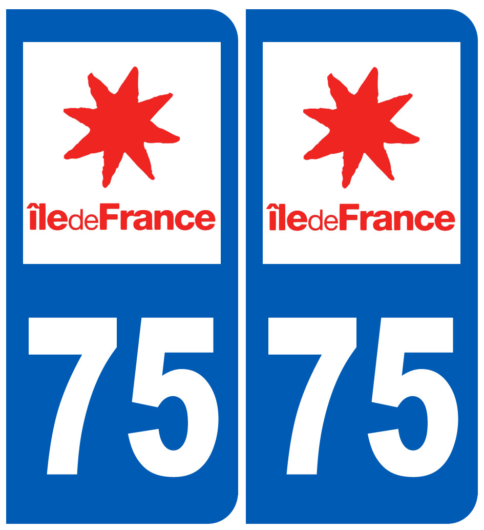 immatriculation 75 (Paris île-de-France) - Sticker/autocollant