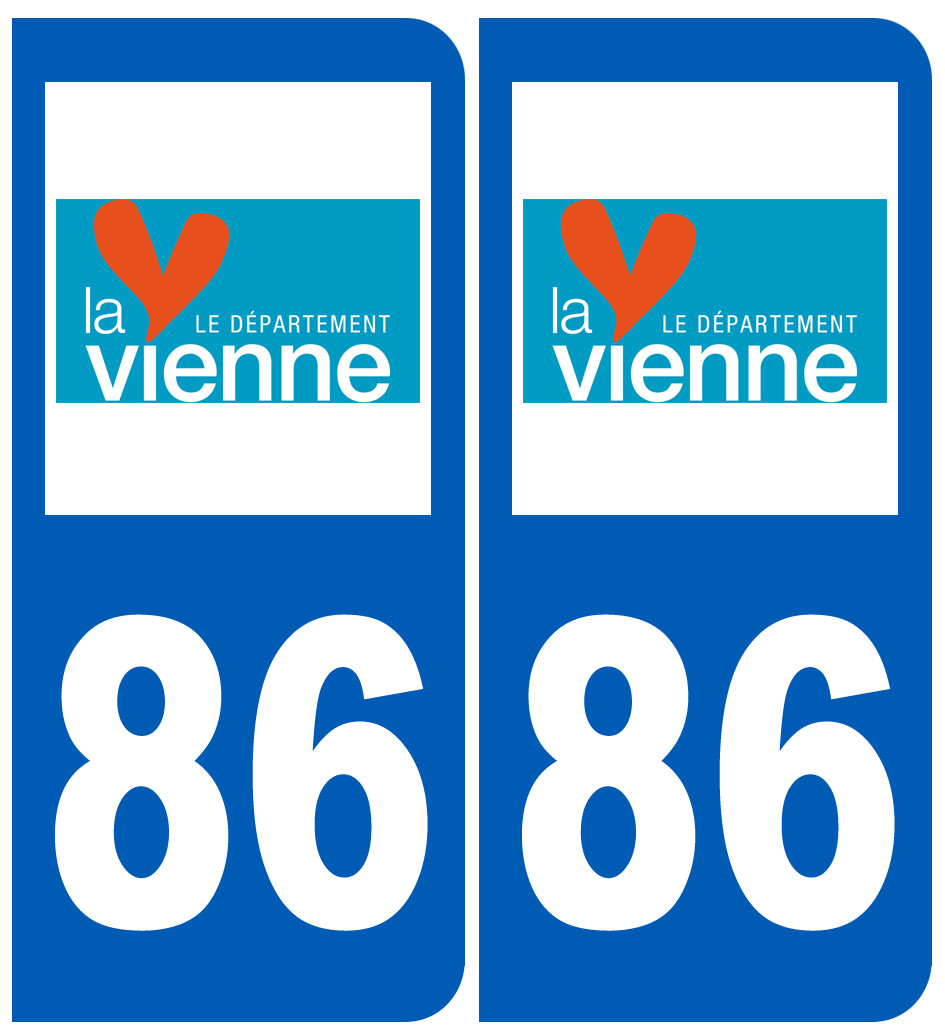 numéro immatriculation 86 (Vienne) - Sticker/autocollant