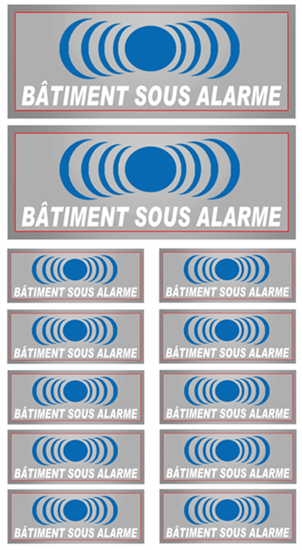 Bâtiment sous protection (2 fois 15x6cm / 10 fois 7x2.5cm) - Sticker/autocollant