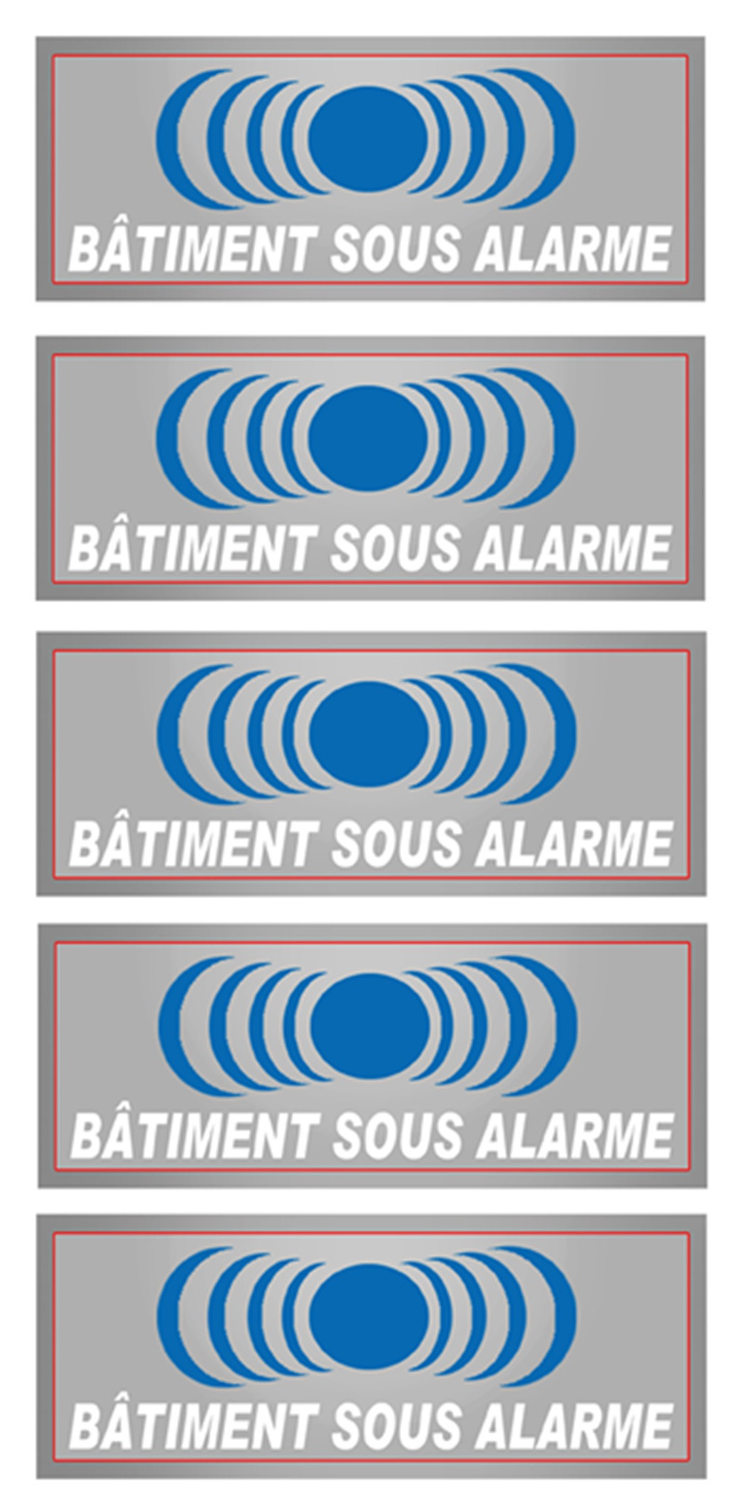 Bâtiment sous protection (5 fois 7x2.5cm) - Sticker/autocollant